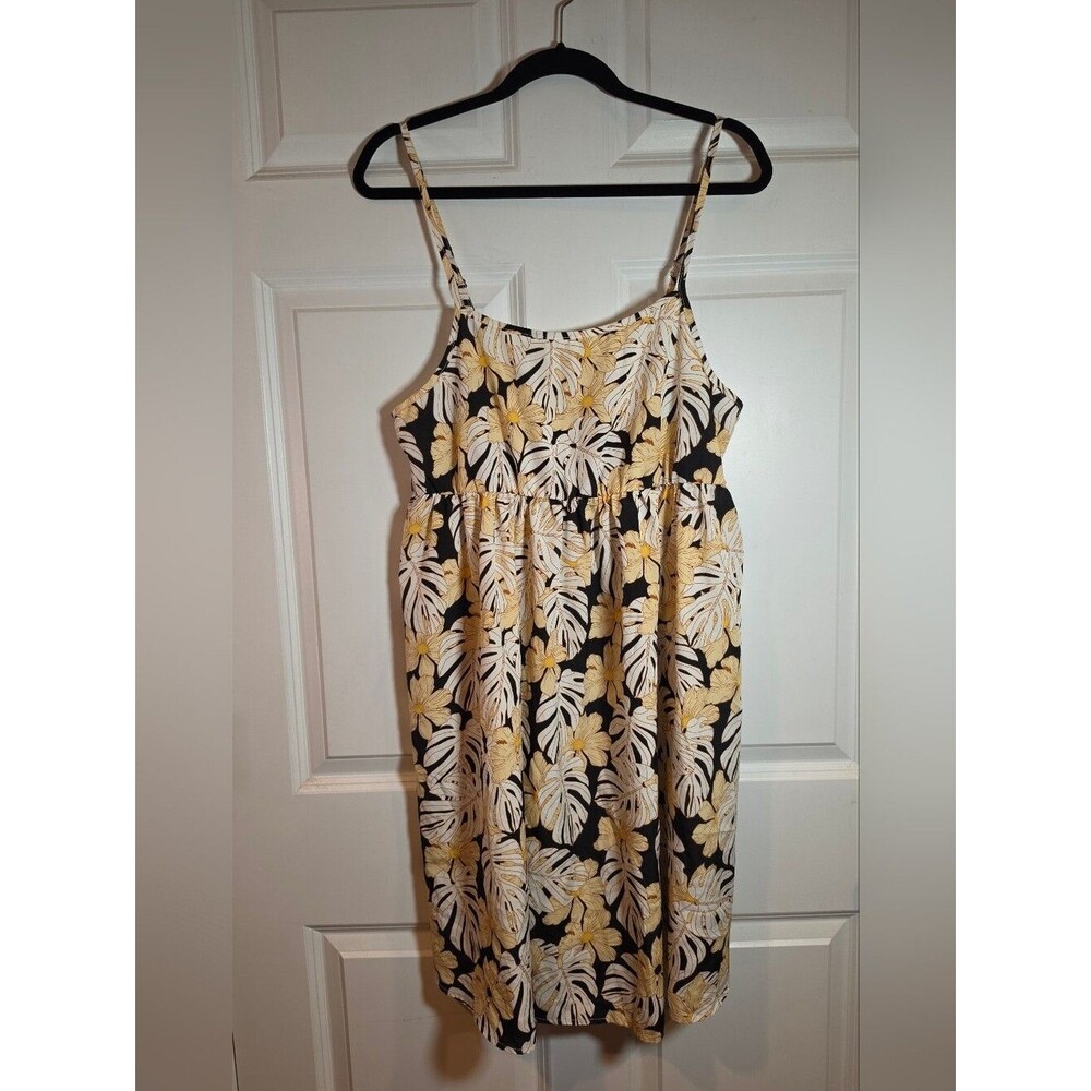 Shein Tropical Floral Spaghetti Strap Sundress - Black & Yellow XL